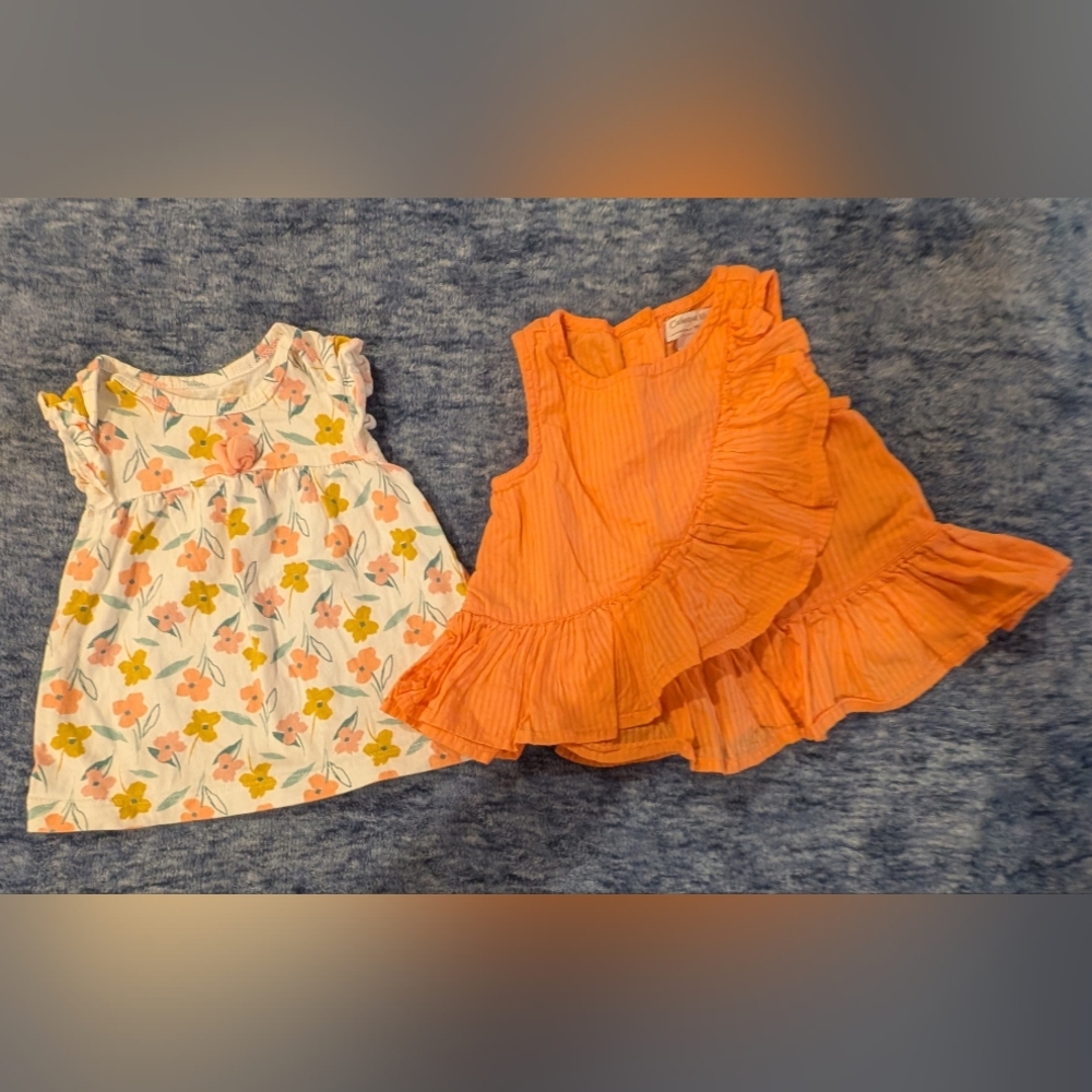 3-6M Peach Ruffle and Floral Tunics